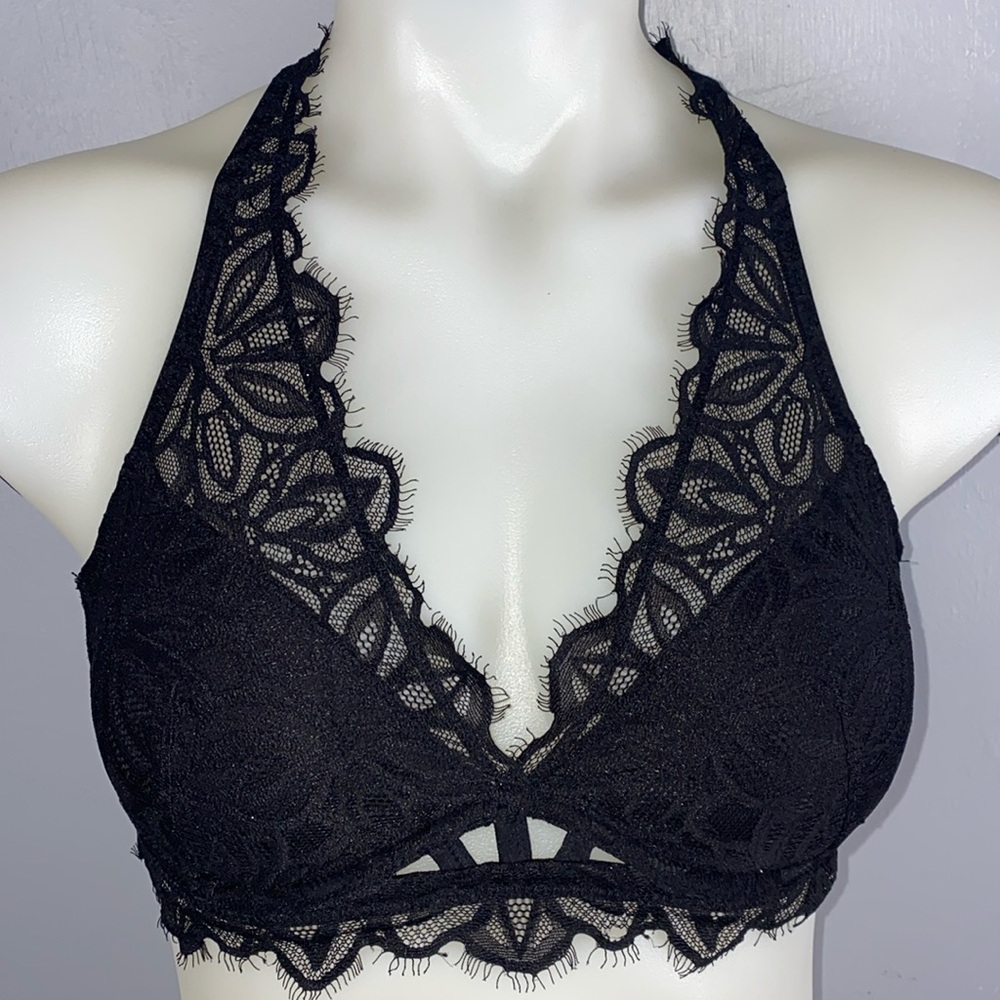 Victoria's Secret PINK Black Lace Cutout Underwire Unlined Bra